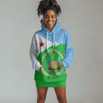 Djibouti Hoodie Dress Flag Tribal Motifs and Red Star Symbol of Unity