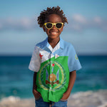 Djibouti Kid Hawaiian Shirt Flag Tribal Motifs and Red Star Symbol of Unity
