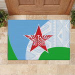 Djibouti Rubber Doormat Flag Tribal Motifs and Red Star Symbol of Unity