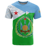 Djibouti T shirt Flag Tribal Motifs and Red Star Symbol of Unity