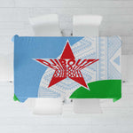 Djibouti Tablecloth Flag Tribal Motifs and Red Star Symbol of Unity