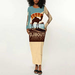 Djibouti Camel Long Sleeve Bodycon Dress Where Desert Meets Sea and Heritage Stands Tall TS04