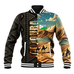 Djibouti Desert Baseball Jacket Camel Riders and African Pattern