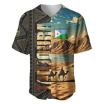 Djibouti Desert Baseball Jersey Camel Riders and African Pattern