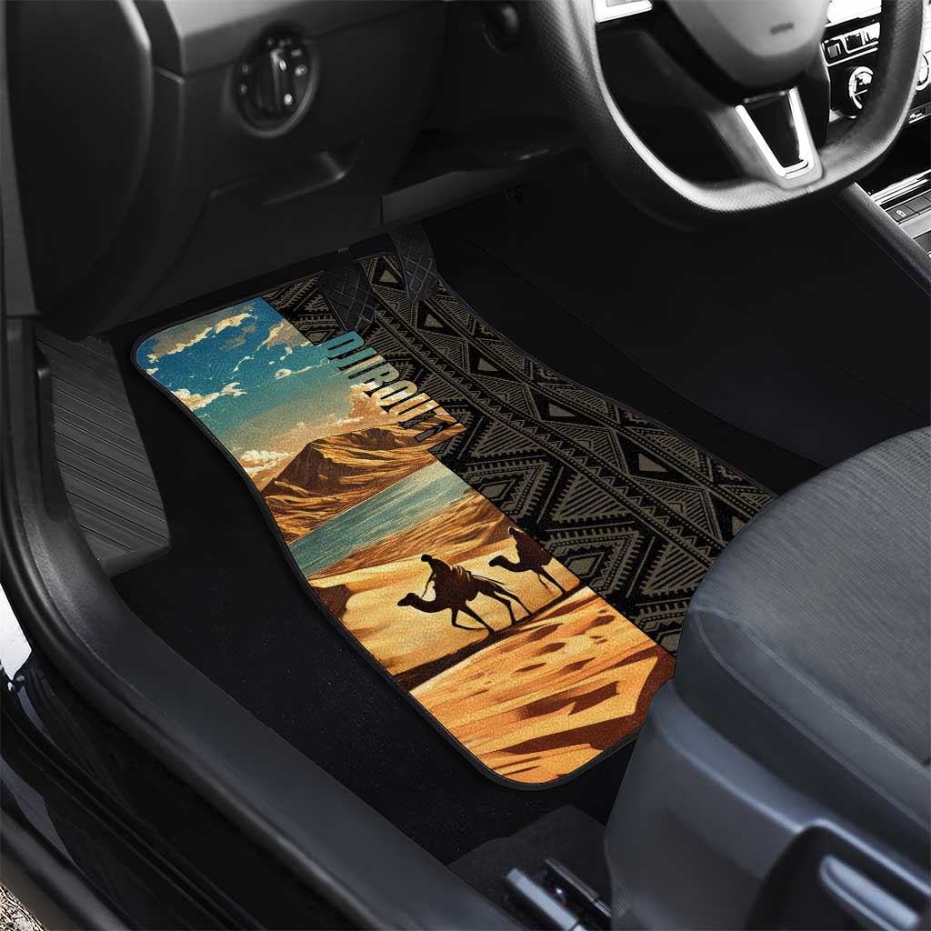 Djibouti Desert Car Mats Camel Riders and African Pattern