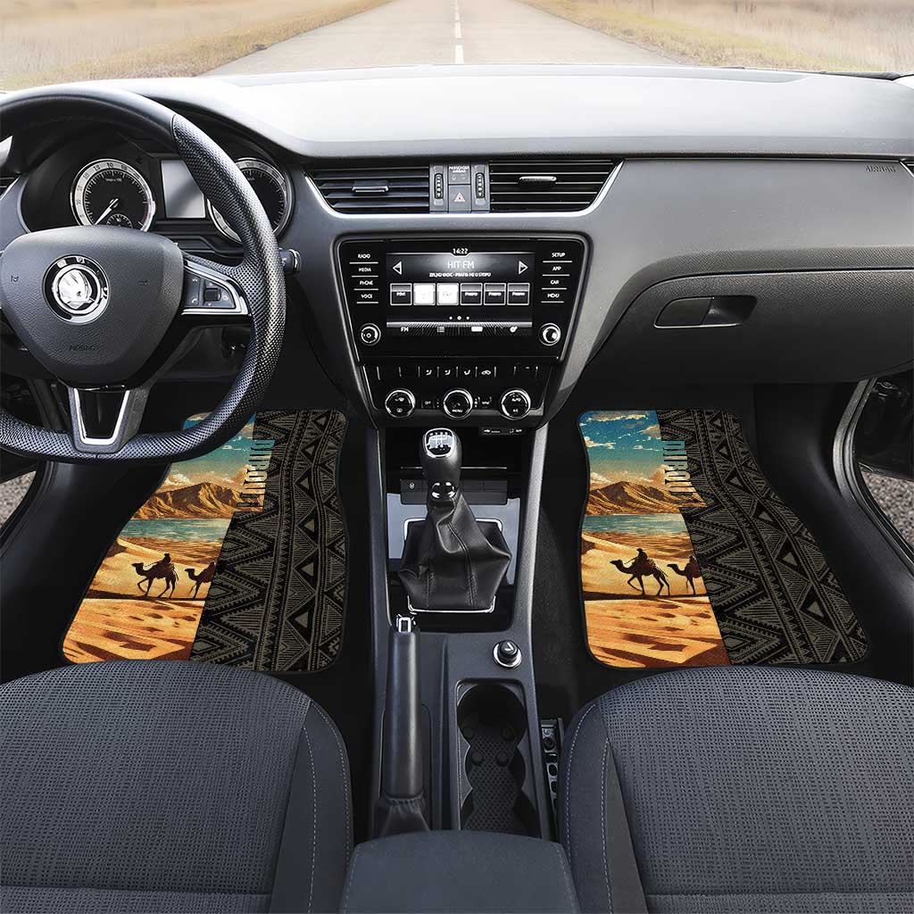 Djibouti Desert Car Mats Camel Riders and African Pattern