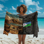 Djibouti Desert Sarong Camel Riders and African Pattern