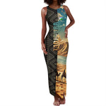 Djibouti Desert Tank Maxi Dress Camel Riders and African Pattern