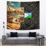 Djibouti Desert Tapestry Camel Riders and African Pattern