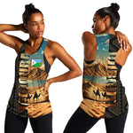 Djibouti Desert Women Racerback Tank Camel Riders and African Pattern