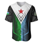 Djibouti Africa Baseball Jersey Tribal Geometry Meets National Colors and Red Star Boldness