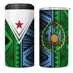 Djibouti Africa 4 in 1 Can Cooler Tumbler Tribal Geometry Meets National Colors and Red Star Boldness