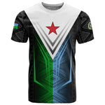 Djibouti Africa T shirt Tribal Geometry Meets National Colors and Red Star Boldness