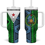 Djibouti Africa Tumbler With Handle Tribal Geometry Meets National Colors and Red Star Boldness