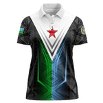 Djibouti Africa Women Polo Shirt Tribal Geometry Meets National Colors and Red Star Boldness