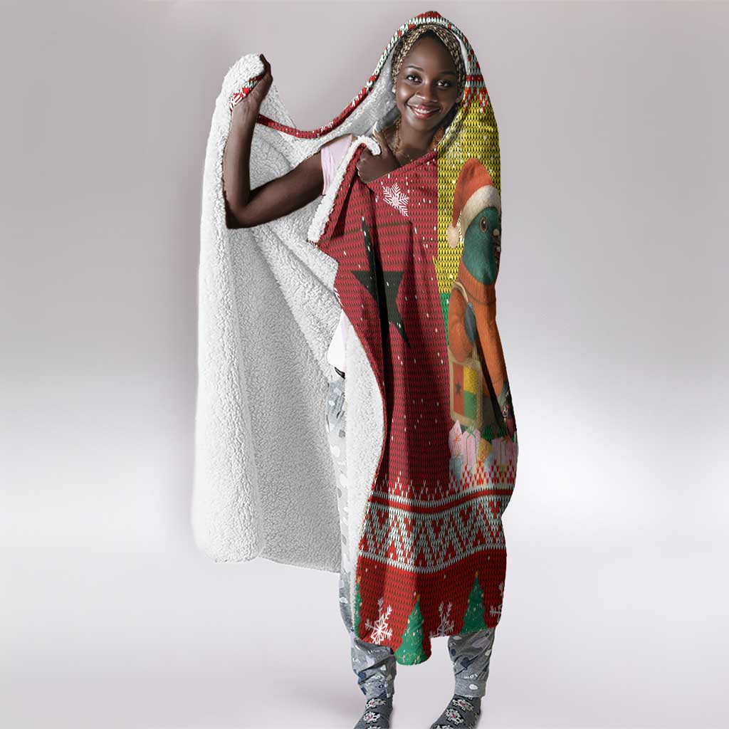 Guinea Bissau Christmas Hooded Blanket Santa Penguin Christmas Tree and Snowflake - African Pride