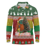 Guinea Bissau Christmas Long Sleeve Polo Shirt Santa Penguin Christmas Tree and Snowflake - African Pride