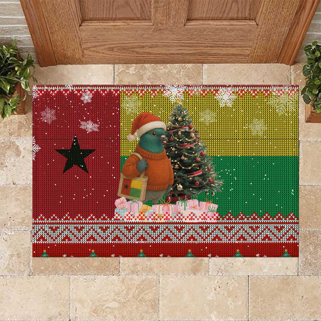Guinea Bissau Christmas Rubber Doormat Santa Penguin Christmas Tree and Snowflake - African Pride