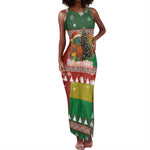 Guinea Bissau Christmas Tank Maxi Dress Santa Penguin Christmas Tree and Snowflake - African Pride