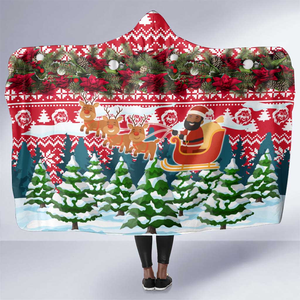 Guinea Bissau Christmas Hooded Blanket Santa Sleigh Reindeer Forest and National Flag - African Pride
