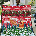 Guinea Bissau Christmas Quilt Santa Sleigh Reindeer Forest and National Flag - African Pride