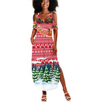 Guinea Bissau Christmas Summer Maxi Dress Santa Sleigh Reindeer Forest and National Flag - African Pride