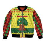 Senegal Christmas Bomber Jacket Baobab Tree and National Coat of Arms Motif - African Pride