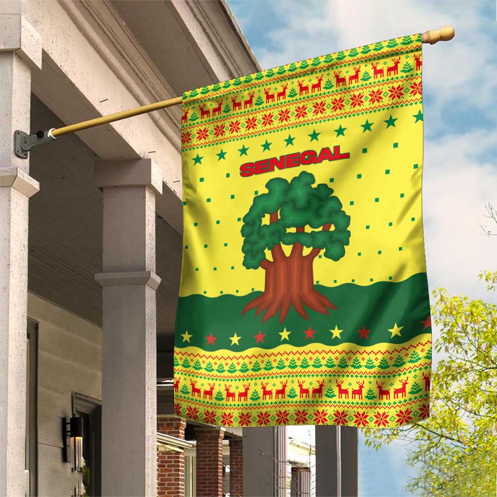 Senegal Christmas Garden Flag Baobab Tree and National Coat of Arms Motif - African Pride