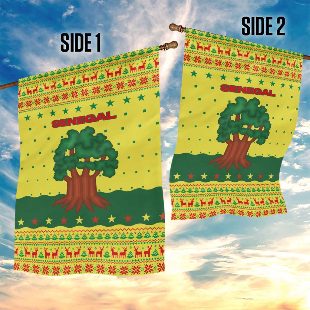 Senegal Christmas Garden Flag Baobab Tree and National Coat of Arms Motif - African Pride