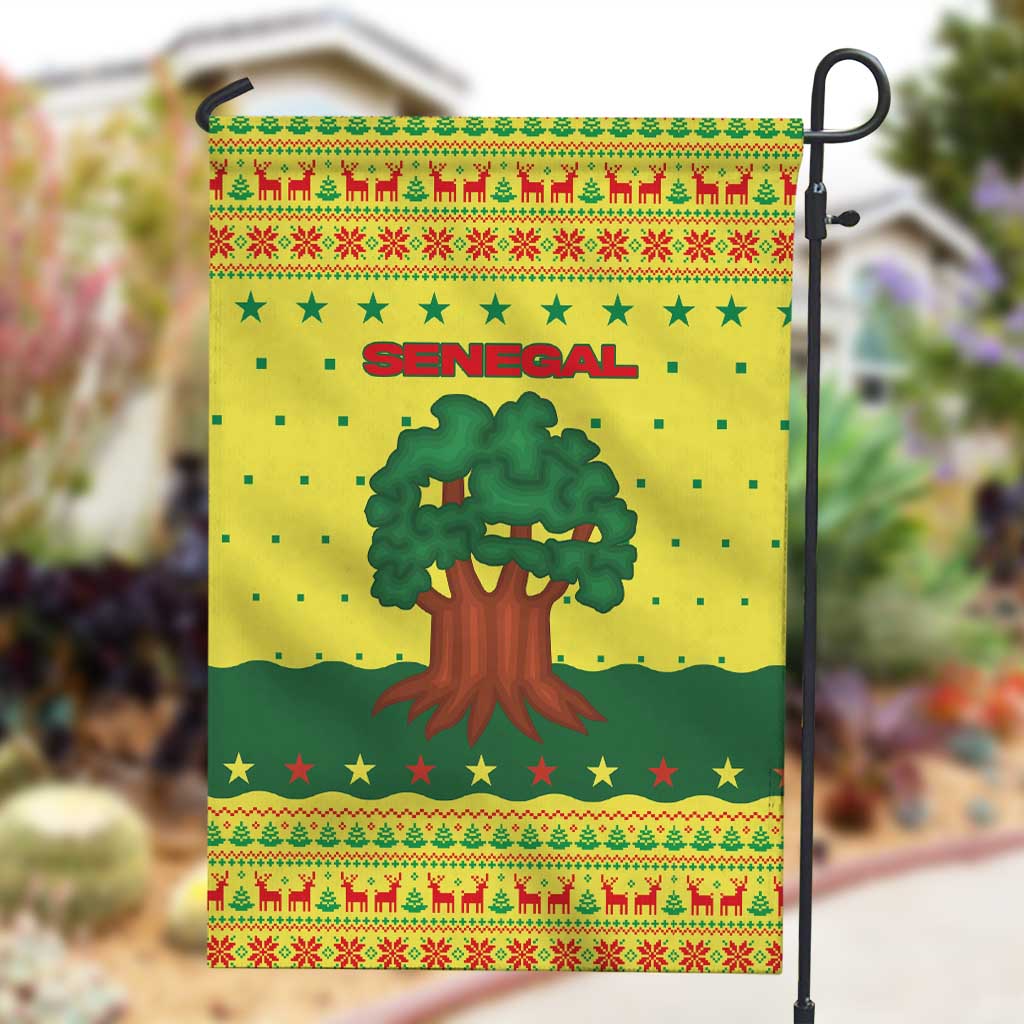 Senegal Christmas Garden Flag Baobab Tree and National Coat of Arms Motif - African Pride