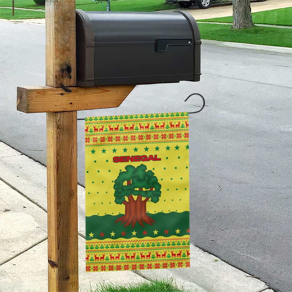 Senegal Christmas Garden Flag Baobab Tree and National Coat of Arms Motif - African Pride