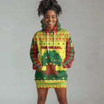 Senegal Christmas Hoodie Dress Baobab Tree and National Coat of Arms Motif - African Pride