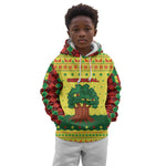Senegal Christmas Kid Hoodie Baobab Tree and National Coat of Arms Motif - African Pride
