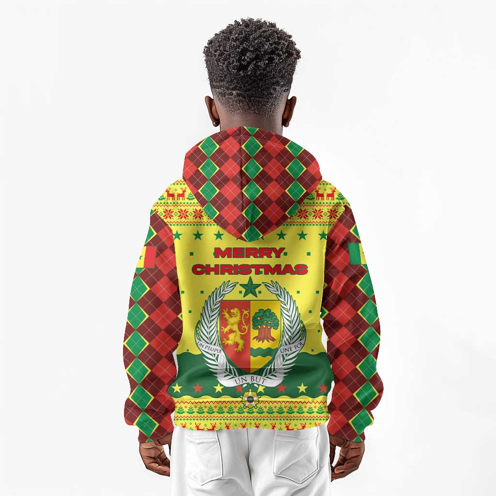 Senegal Christmas Kid Hoodie Baobab Tree and National Coat of Arms Motif - African Pride