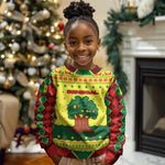 Senegal Christmas Kid Ugly Christmas Sweater Baobab Tree and National Coat of Arms Motif - African Pride