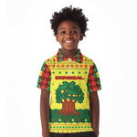 Senegal Christmas Kid Polo Shirt Baobab Tree and National Coat of Arms Motif - African Pride