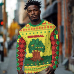 Senegal Christmas Long Sleeve Shirt Baobab Tree and National Coat of Arms Motif - African Pride