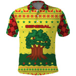 Senegal Christmas Polo Shirt Baobab Tree and National Coat of Arms Motif - African Pride