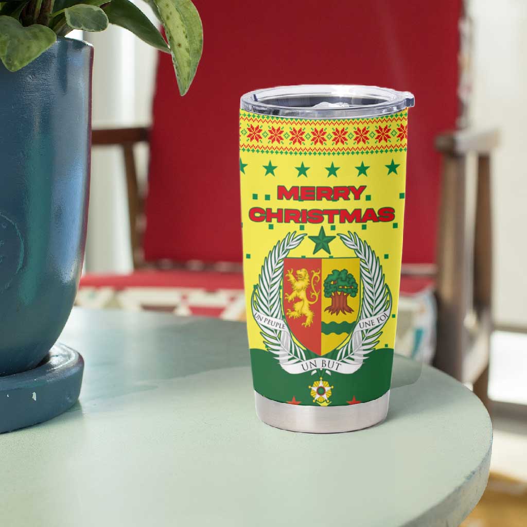 Senegal Christmas Tumbler Cup Baobab Tree and National Coat of Arms Motif - African Pride