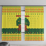 Senegal Christmas Window Curtain Baobab Tree and National Coat of Arms Motif - African Pride