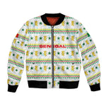 Senegal Christmas Bomber Jacket Golden Lion and Festive Stars Motif - African Pride