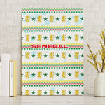 Senegal Christmas Canvas Wall Art Golden Lion and Festive Stars Motif - African Pride