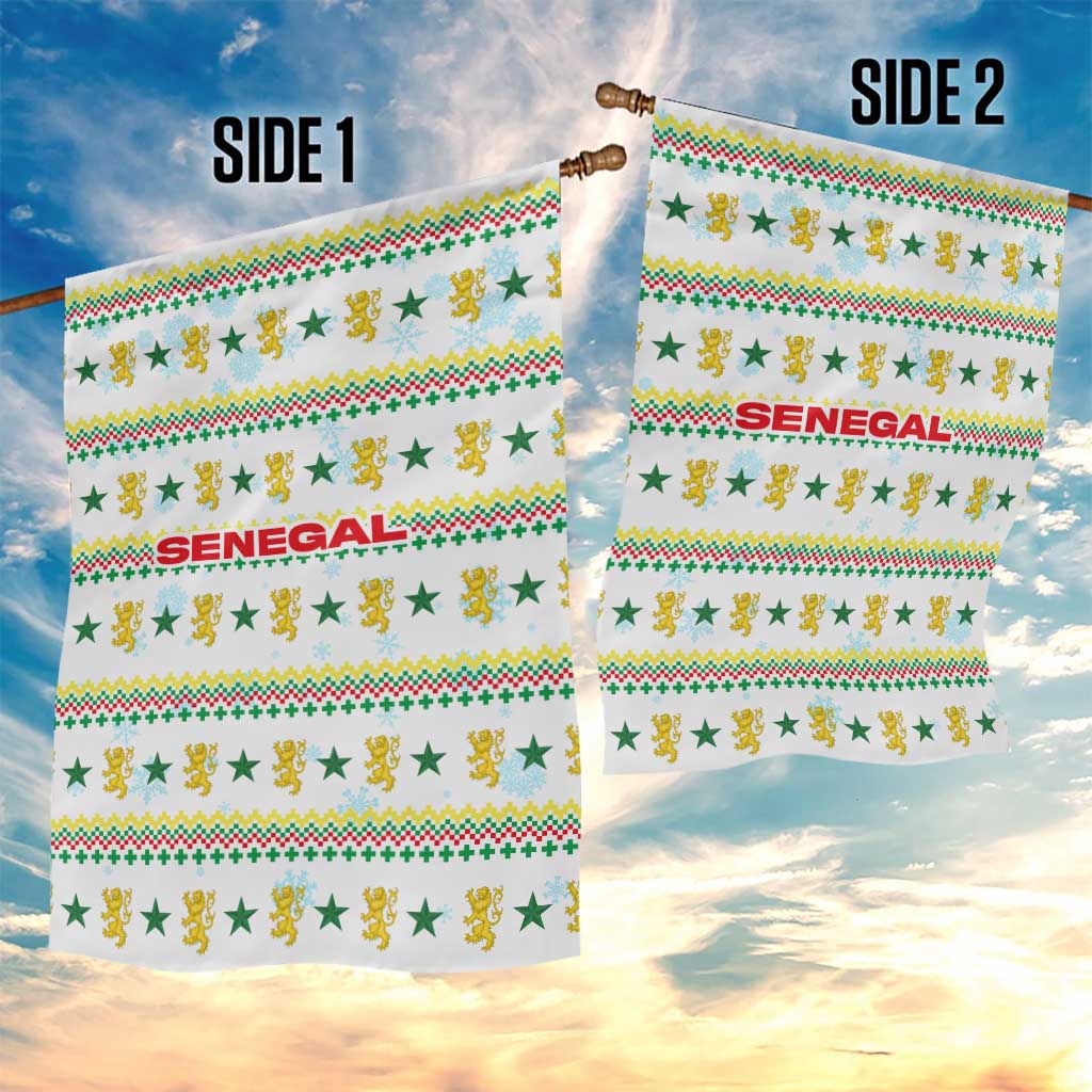 Senegal Christmas Garden Flag Golden Lion and Festive Stars Motif - African Pride