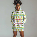 Senegal Christmas Hoodie Dress Golden Lion and Festive Stars Motif - African Pride