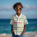 Senegal Christmas Kid Hawaiian Shirt Golden Lion and Festive Stars Motif - African Pride