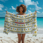Senegal Christmas Sarong Golden Lion and Festive Stars Motif - African Pride