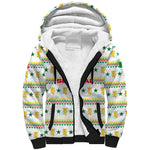 Senegal Christmas Sherpa Hoodie Golden Lion and Festive Stars Motif - African Pride
