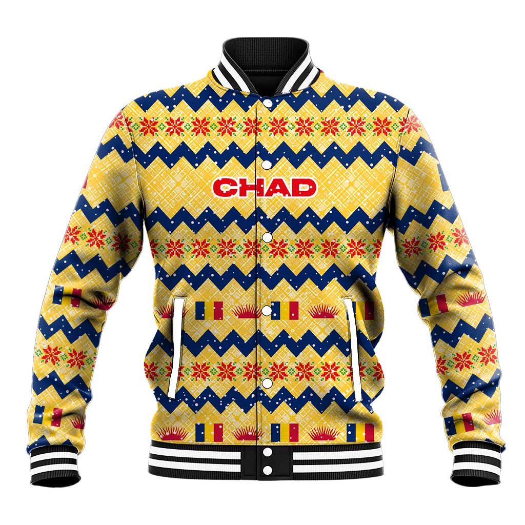 Chad Christmas Baseball Jacket National Coat of Arms, and Festive Motif - African Pride