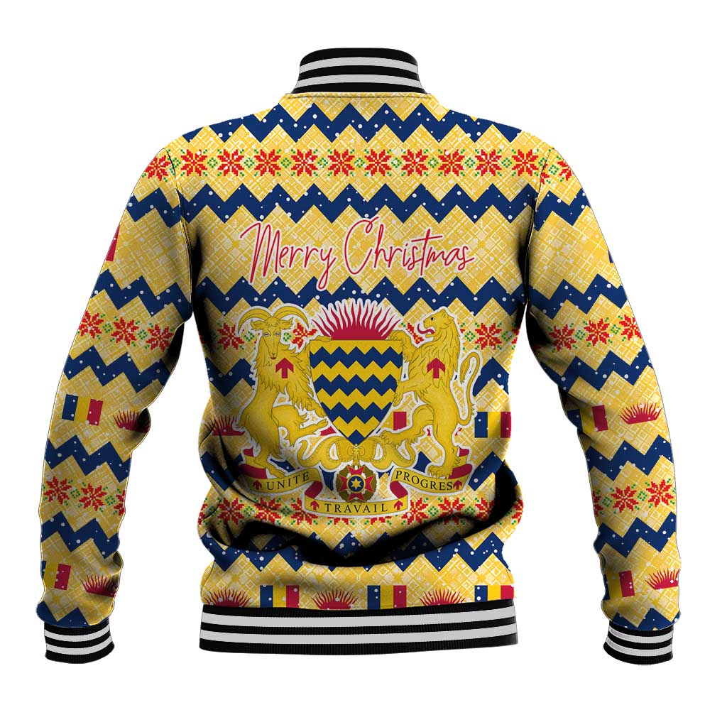 Chad Christmas Baseball Jacket National Coat of Arms, and Festive Motif - African Pride
