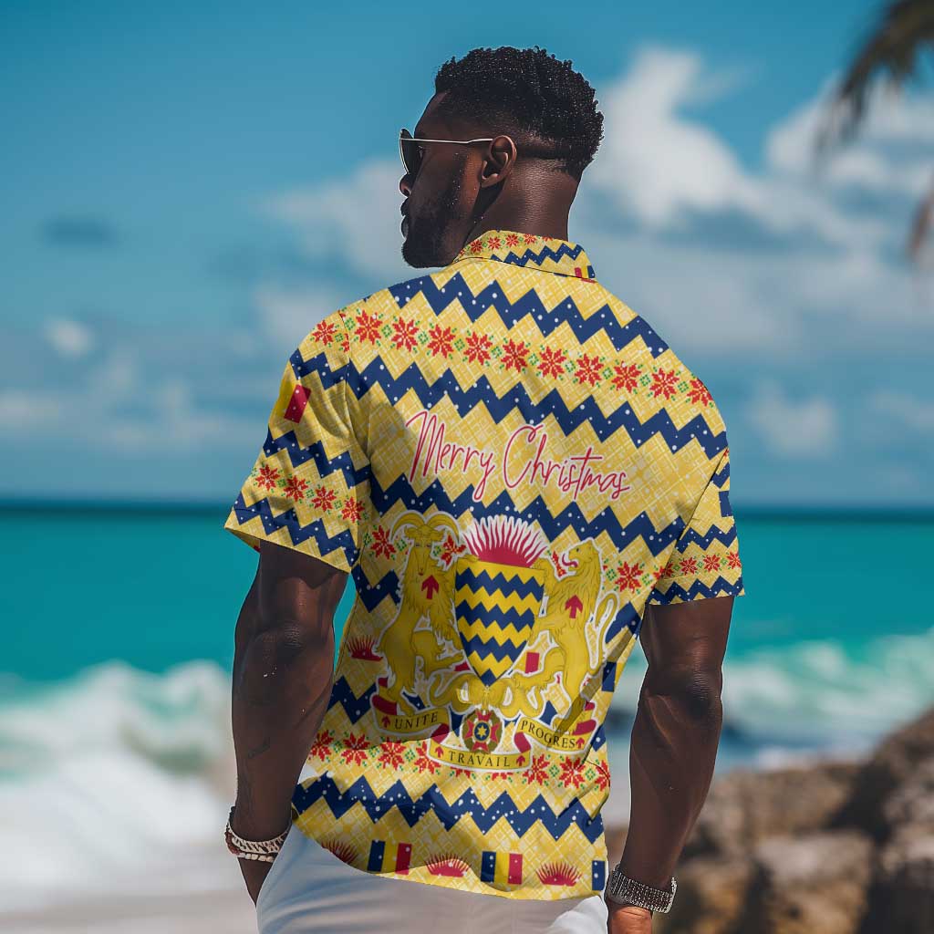 Chad Christmas Hawaiian Shirt National Coat of Arms, and Festive Motif - African Pride
